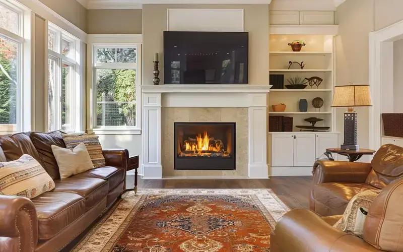 Corner Fireplace with Angled TV: