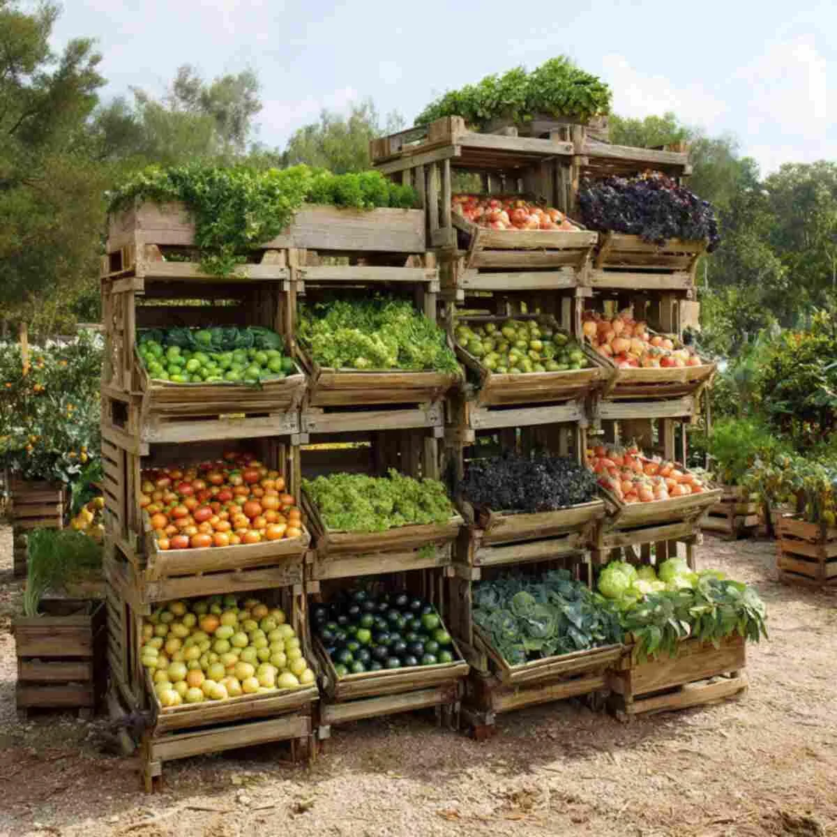 Reusable Produce Crate Stack