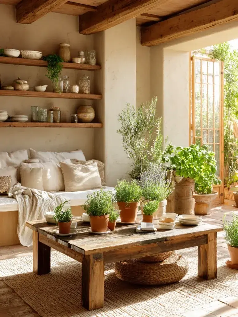 Mediterranean Coffee Table Styling Ideas: Incorporate Fresh Herbs