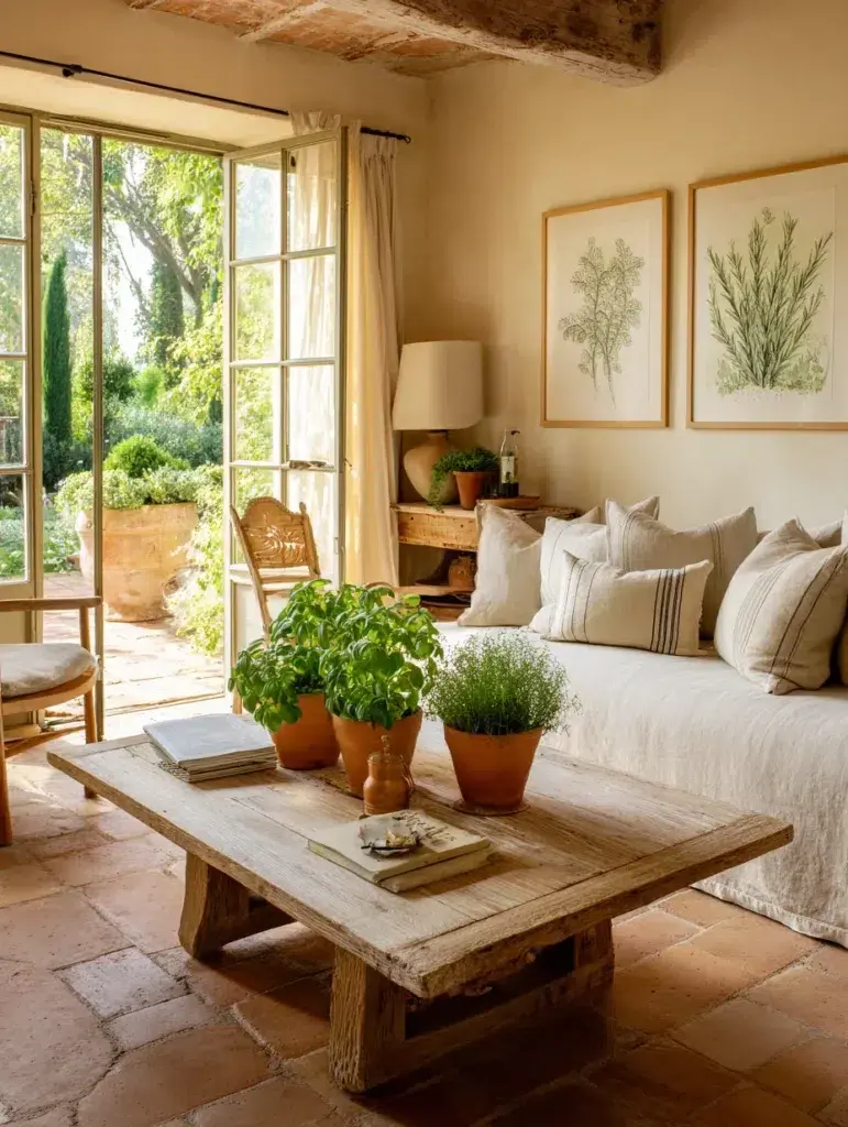 Italian Coffee Table Styling Ideas: Display Fresh Herbs in Small Pots