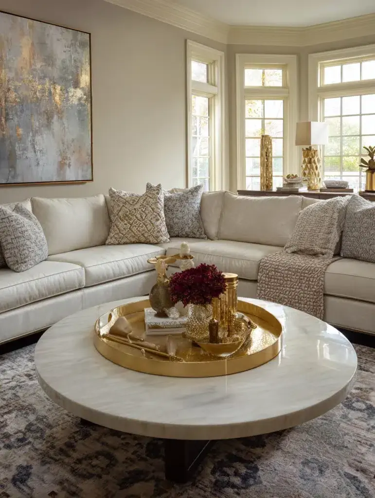 Elegant Round Coffee Table Styling Ideas: Anchor Everything with a Statement Centerpiece