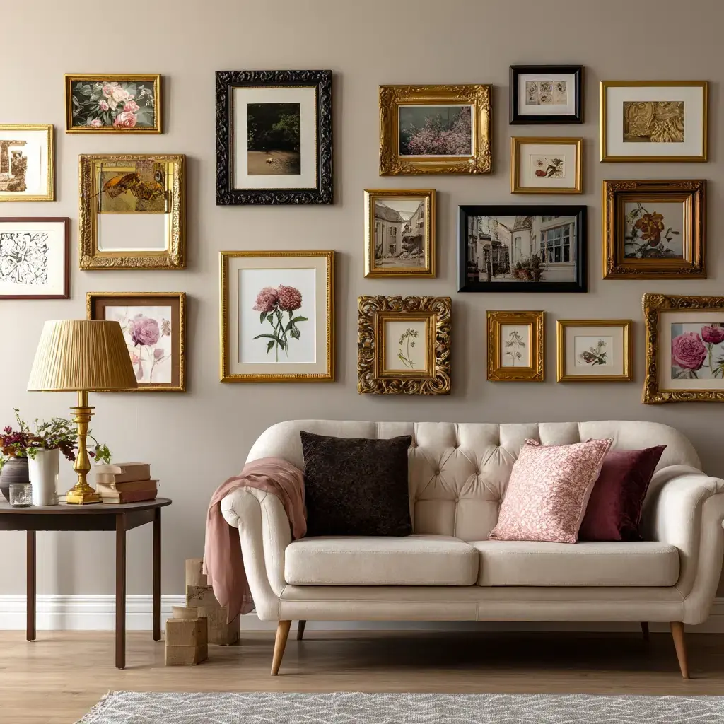 Timeless Vintage Apartment Ideas: Create a Gallery Wall With Vintage Frames