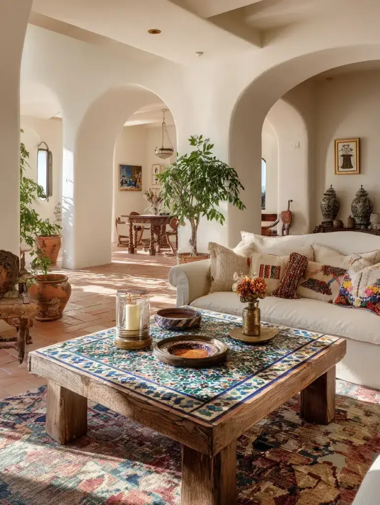 Mediterranean Coffee Table Styling Ideas: Display Moroccan Mosaic Tiles
