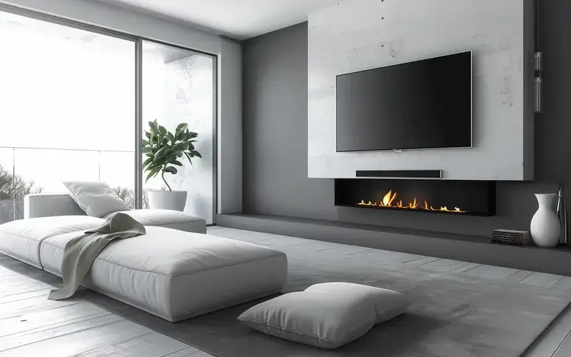 Floating Fireplace and TV: