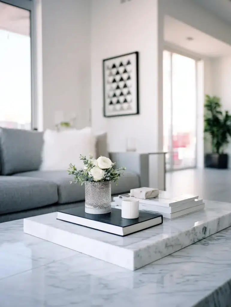 Italian Coffee Table Styling Ideas: Layer Marble Coasters