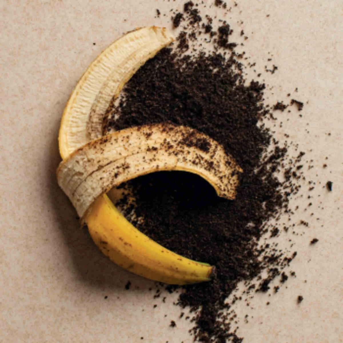 Banana peel and coffee grounds c