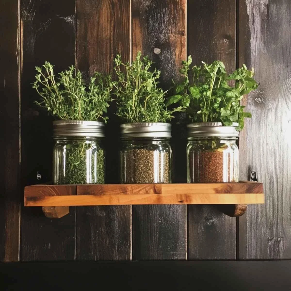 Mason jar herb racks