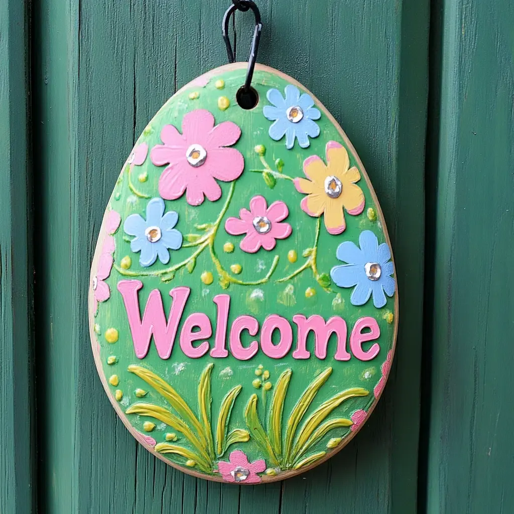 Wooden Egg Cutouts: This versatile door hanger idea allows you to express your creativity with personalized wooden egg cutouts. It's a fun and engaging project for the whole family. Purchase wooden egg cutouts from a craft store.