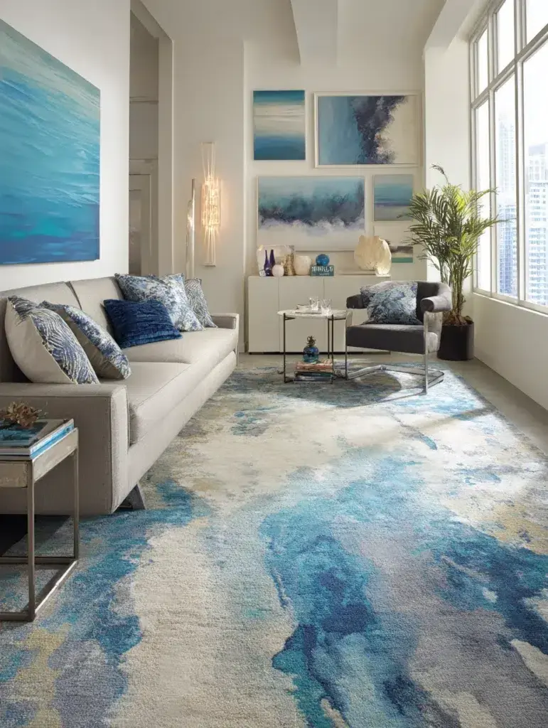 Stylish Living Room Rug Ideas: Abstract Watercolor Designs