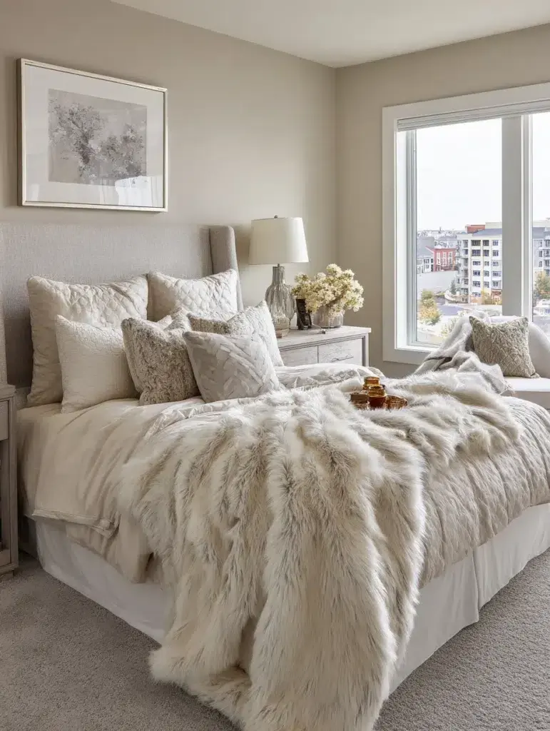 Beige Bedroom Ideas: Add Faux Fur Accents