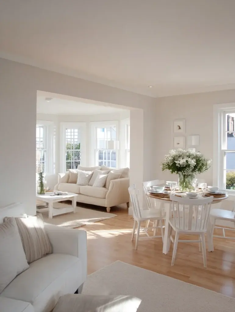 Small Living Room Dining Room Combo Ideas: Paint Everything in Light Colors