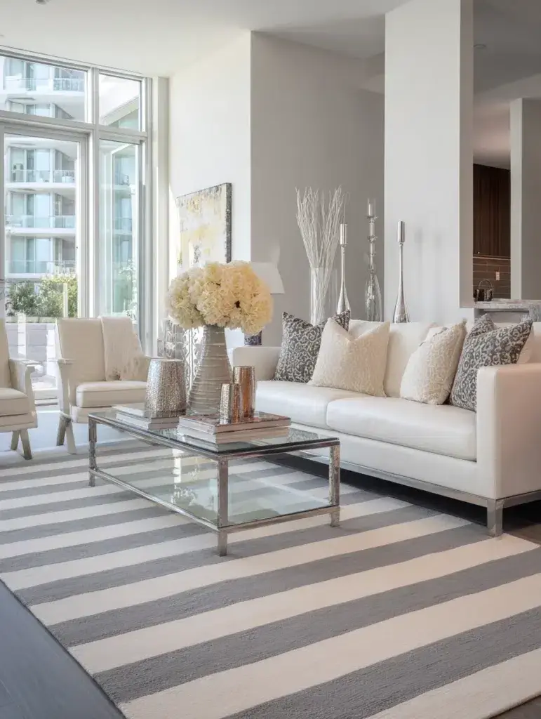 Stylish Living Room Rug Ideas: Striped Designs for Visual Length