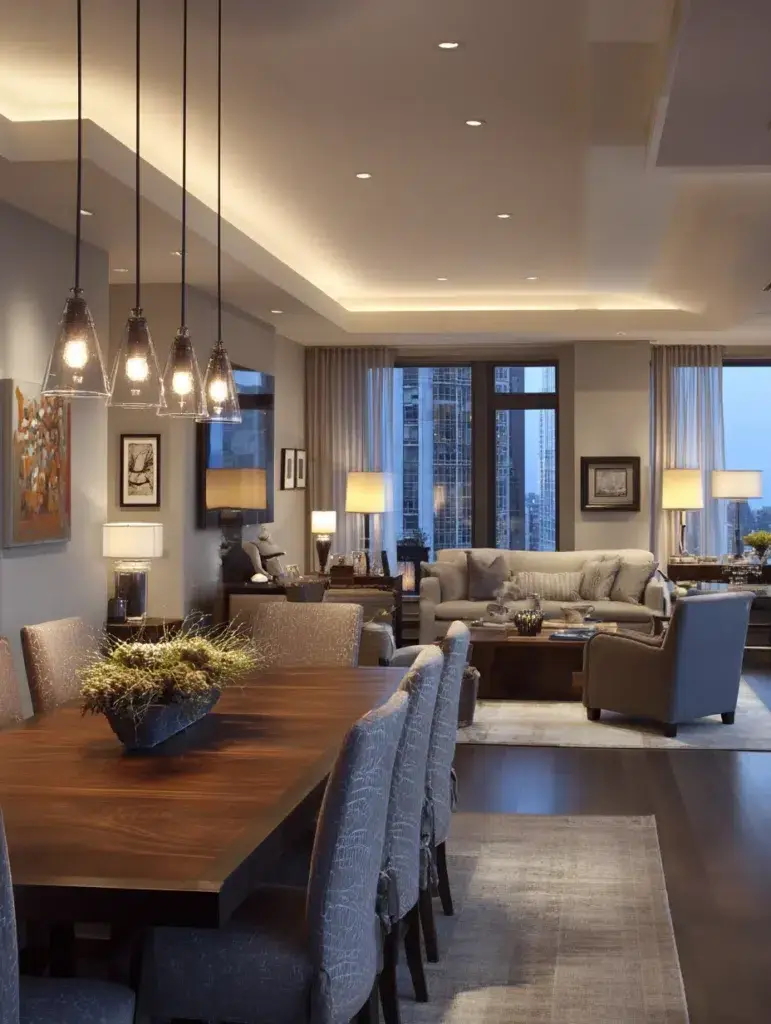 Small Living Room Dining Room Combo Ideas: Install Dimmer Switches for Layered Lighting