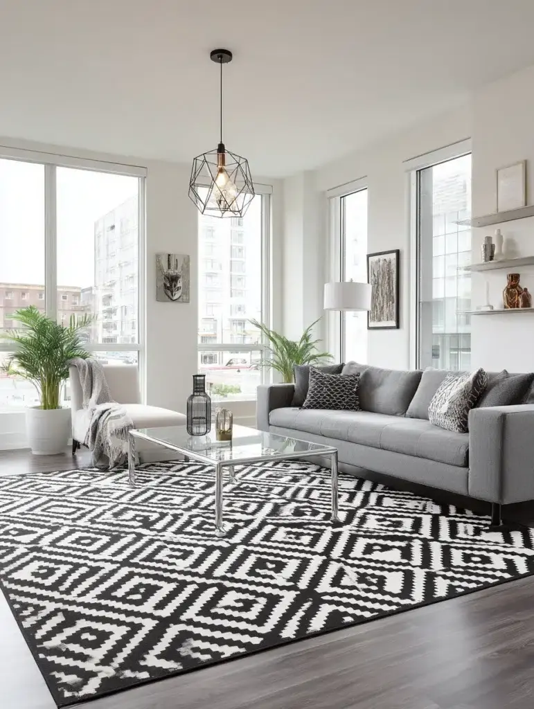 Stylish Living Room Rug Ideas: Bold Geometric Patterns for Modern Spaces