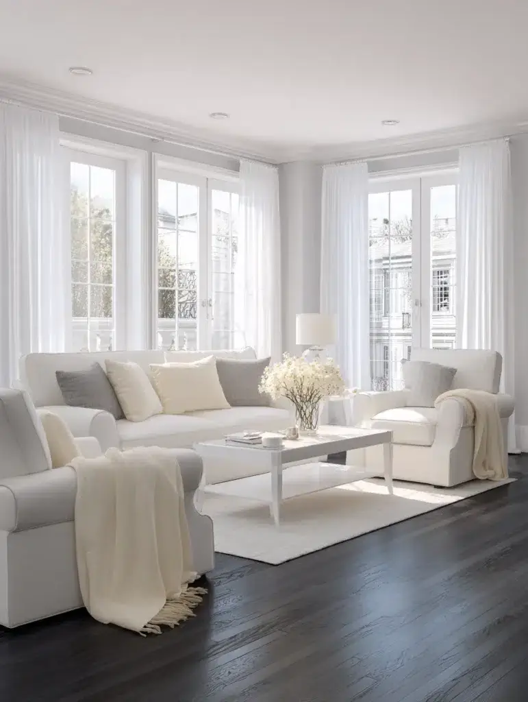 Grey Flooring Living Room Ideas: Brighten Things Up With Whites and Creams