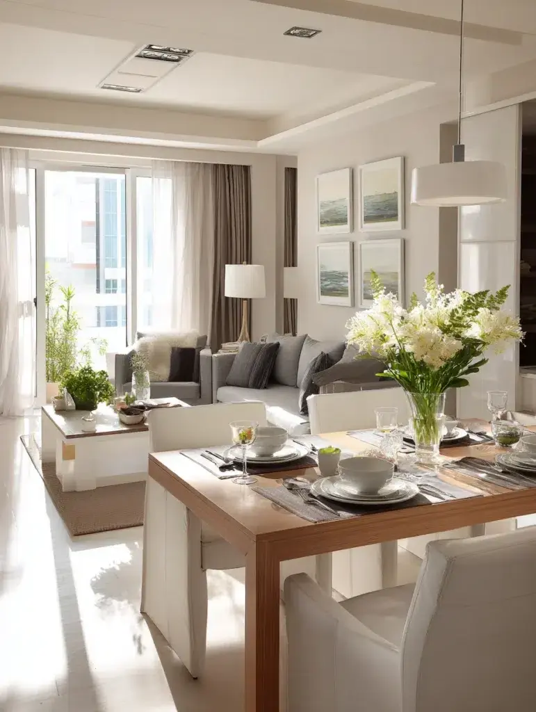 Small Living Room Dining Room Combo Ideas: Choose Armless Dining Chairs