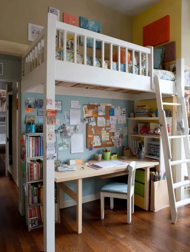Loft Bed Bedroom Ideas: Homework Station for Kids