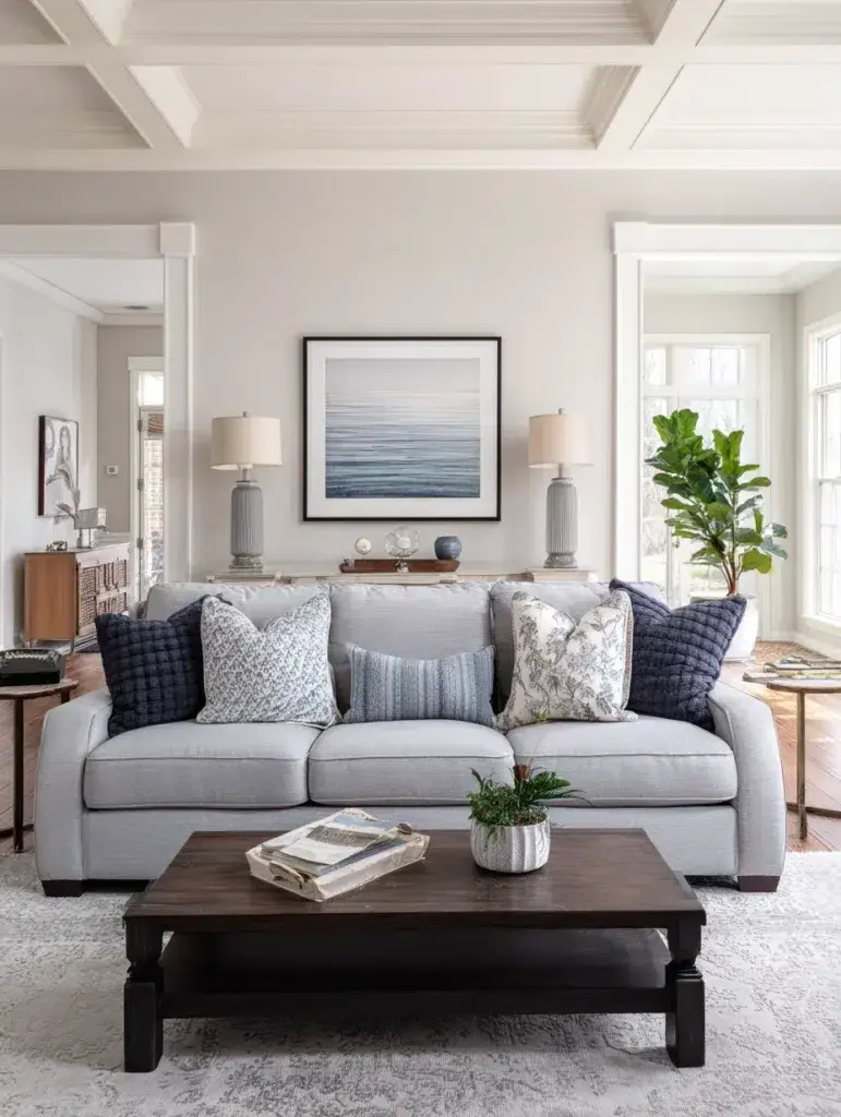 Grey Couch Living Room Ideas: Create Symmetry with Side Tables