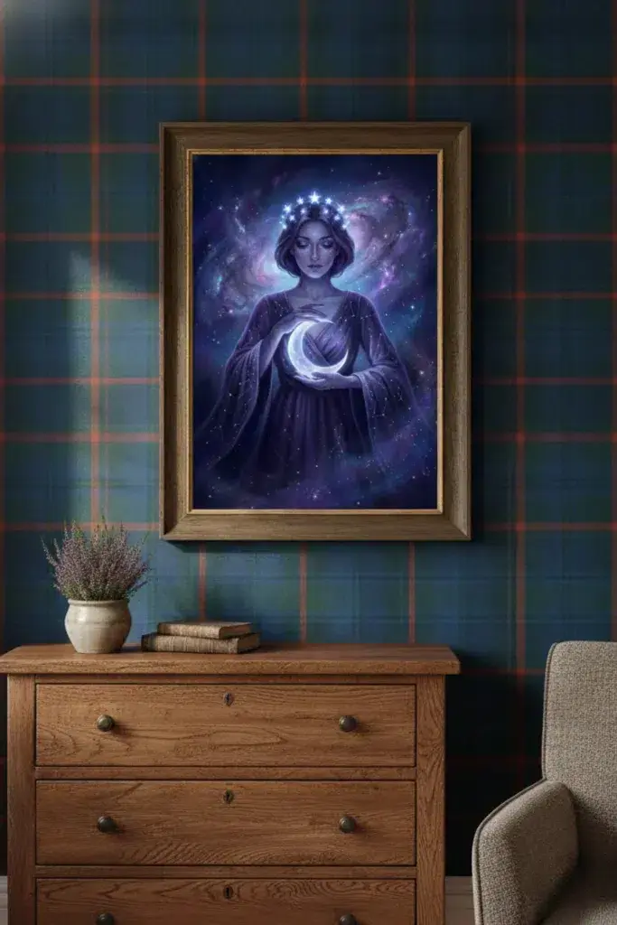Bedroom Wall Art Ideas: The Celestial Moon Maiden Wall Art Print