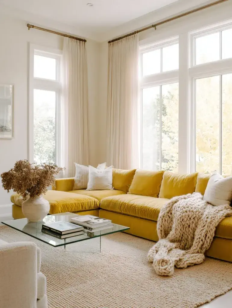 Yellow Couch Living Room Ideas: Layer Neutral Textures for Balance