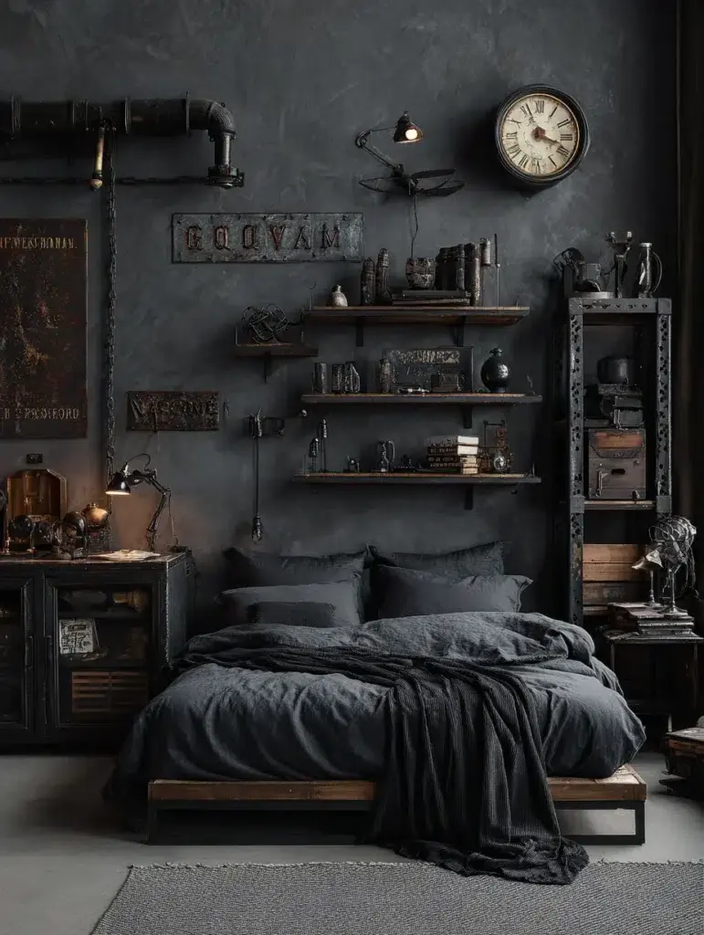 Aesthetic Grunge Room Ideas: Add Distressed Metal Wall Decor
