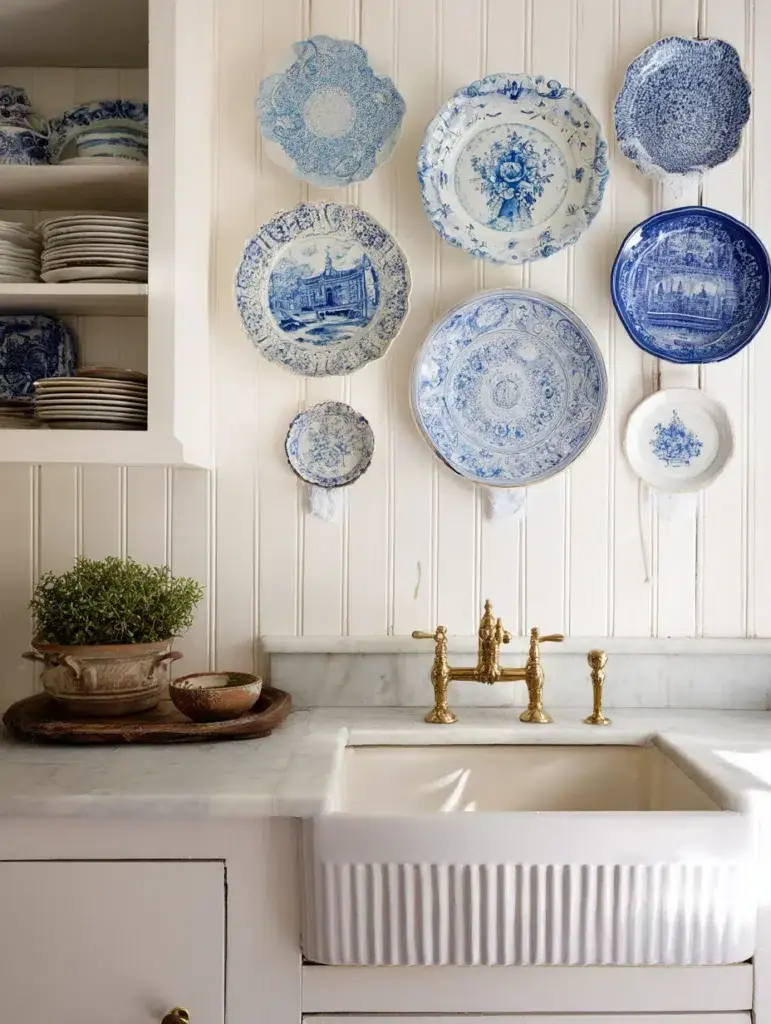 Above Kitchen Sink Ideas: Add a Decorative Plate Wall