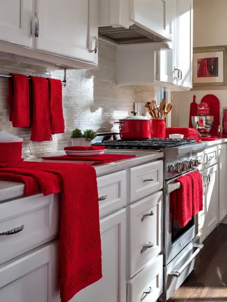Red Kitchen Decor Ideas: Red Kitchen Towels and Trivets