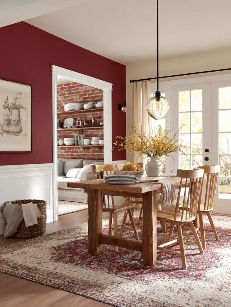 Wall Color Combinations: Brick Red and Cream