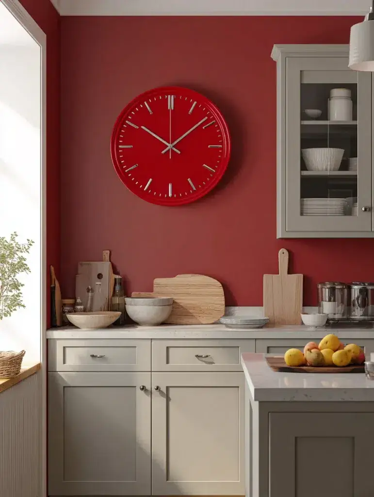 Red Kitchen Decor Ideas: Red Kitchen Clock