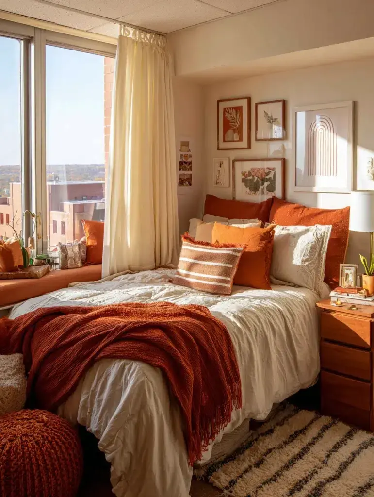 Dorm Room Color Ideas: Burnt Orange and Cream