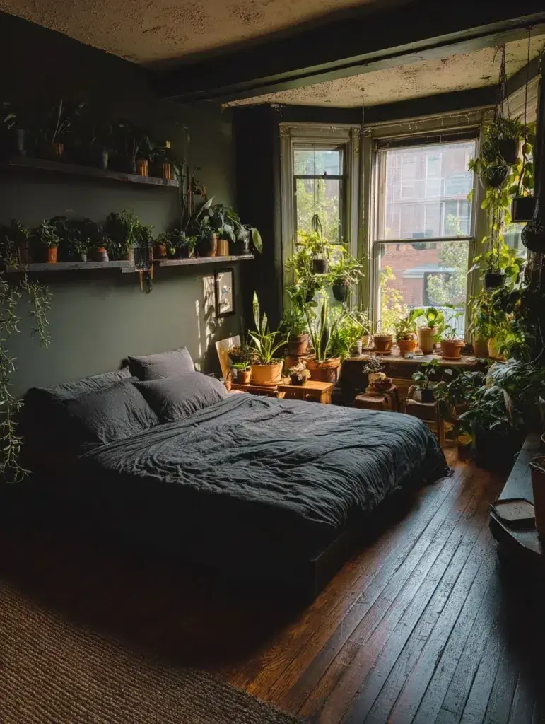 Aesthetic Grunge Room Ideas: Incorporate Plants in Dark or Terracotta Pots