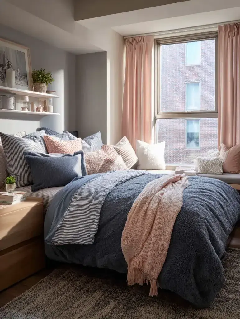 Dorm Room Color Ideas: Slate Blue and Blush