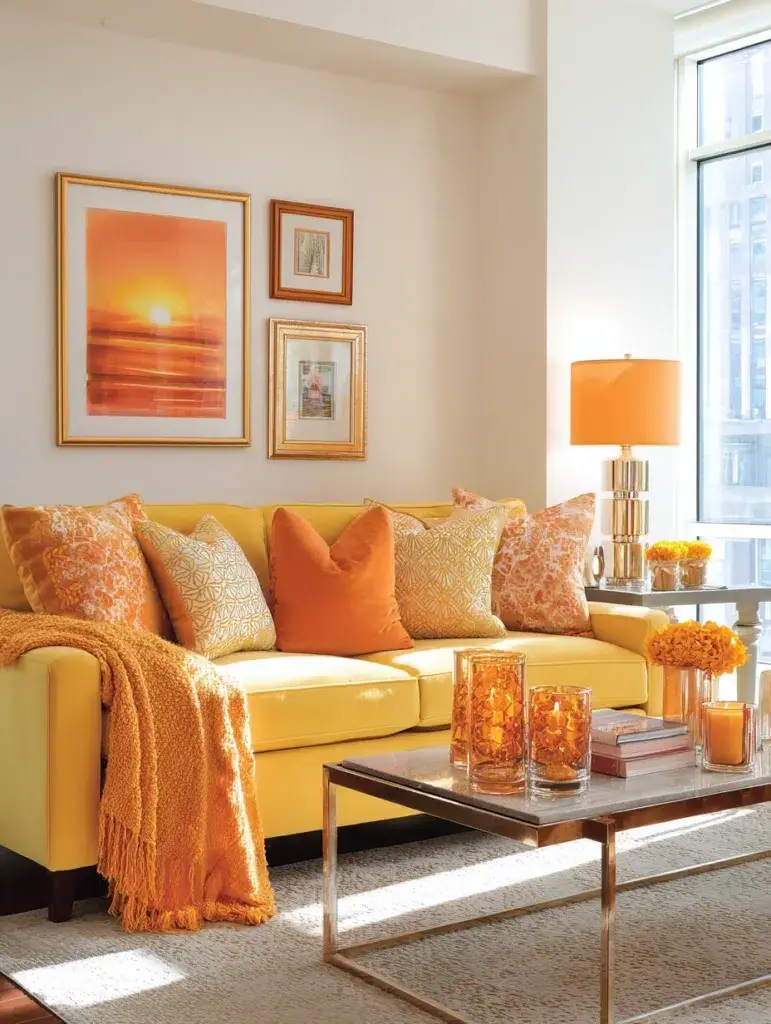 Yellow Couch Living Room Ideas: Warm Up with Amber and Orange Accents