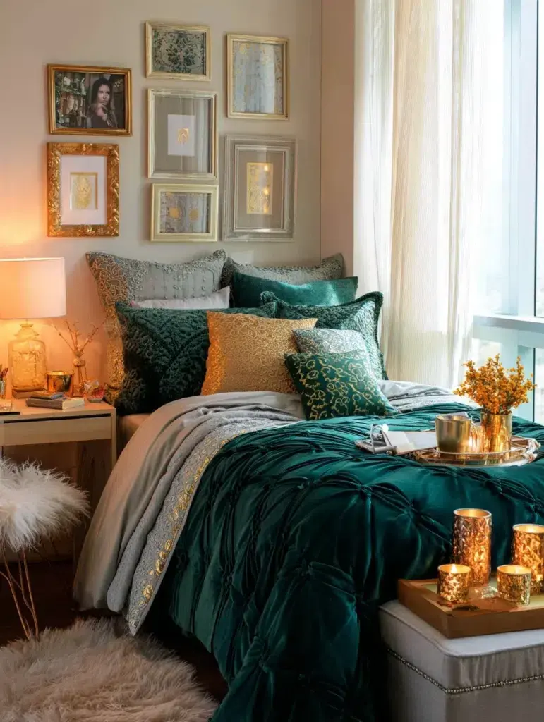 Dorm Room Color Ideas: Jade Green and Gold
