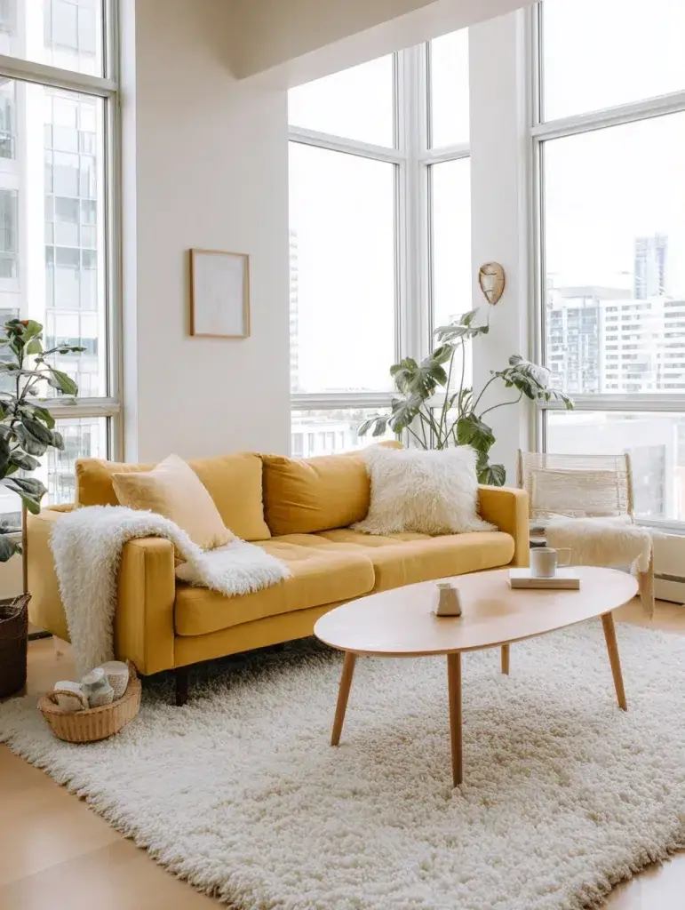 Yellow Couch Living Room Ideas: Keep It Minimal with Scandinavian Style