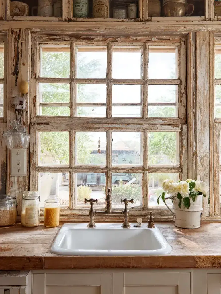 Above Kitchen Sink Ideas: Hang a Vintage Window Frame