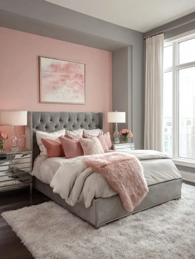 Wall Color Combinations: Pewter Gray and Soft Blush
