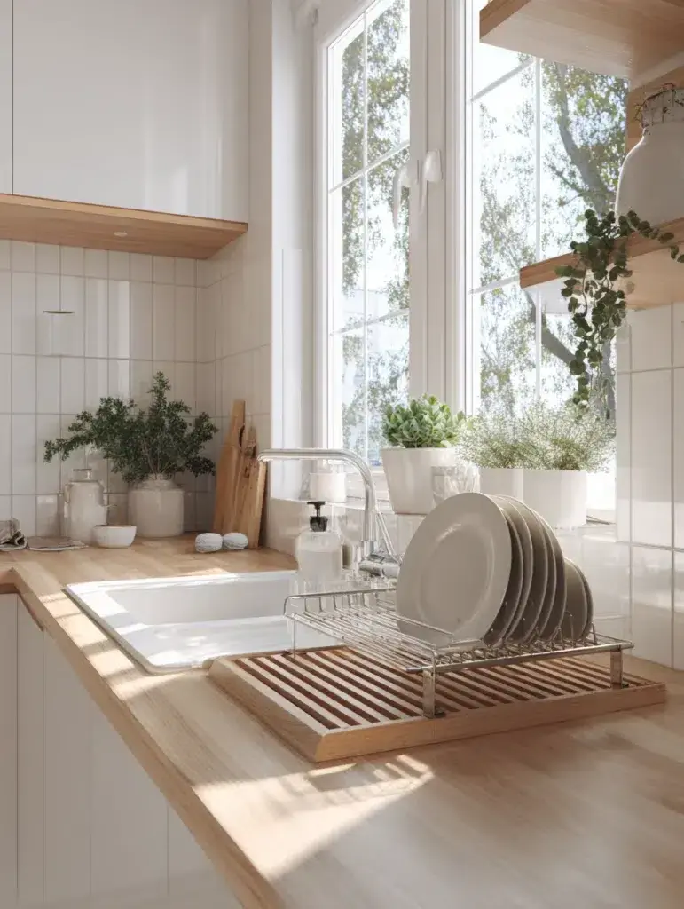 Kitchen Wash Basin Ideas: Add a Roll-Up Drying Rack