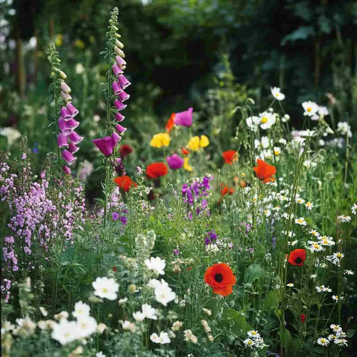 Romantic cottage style wildflowers