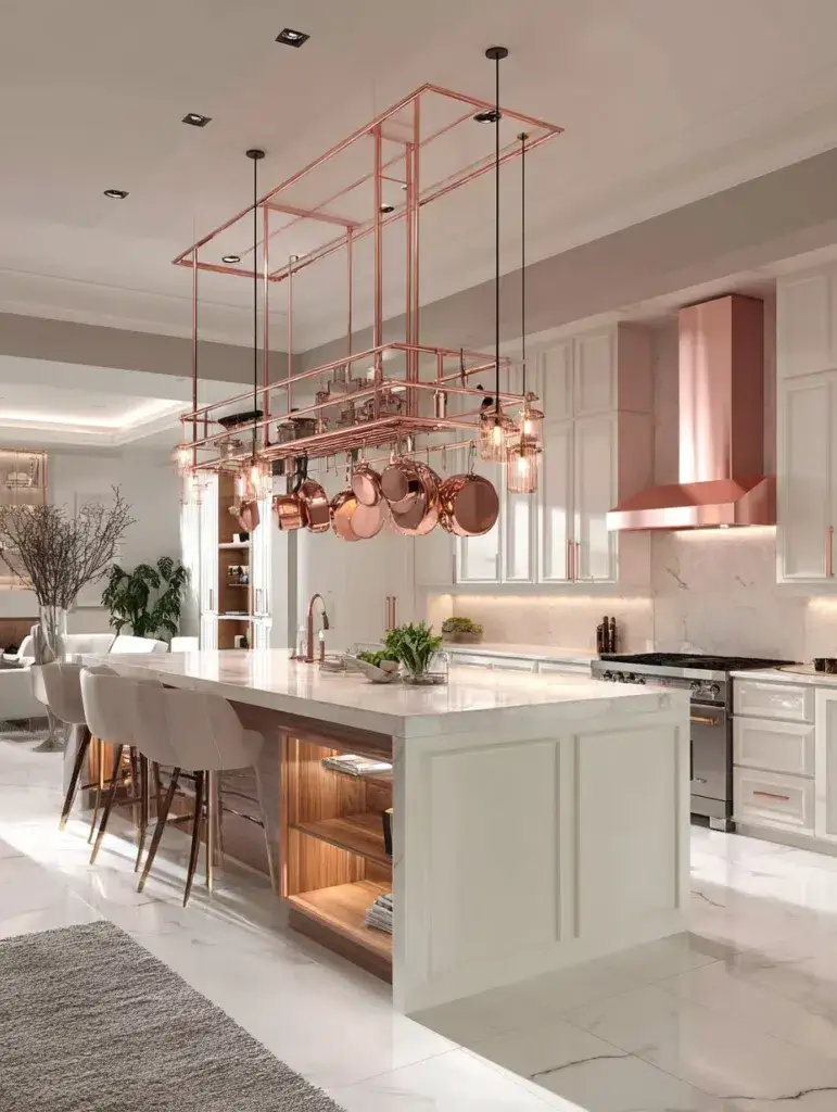 Rose Gold Kitchen Ideas: Rose Gold Hanging Pot Rack