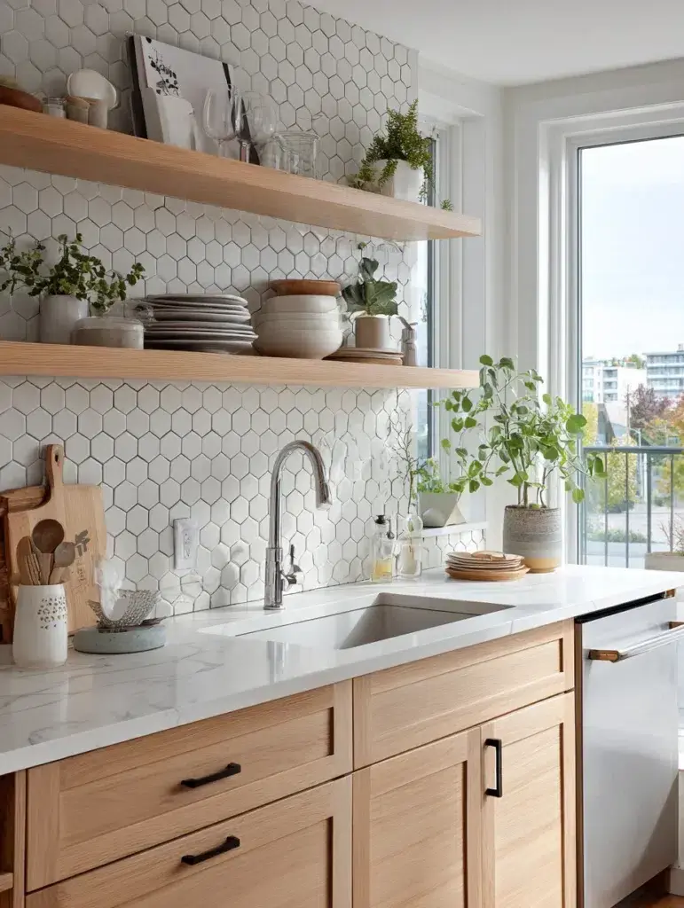 Kitchen Wash Basin Ideas: Style the Back Wall with Peel-and-Stick Tile