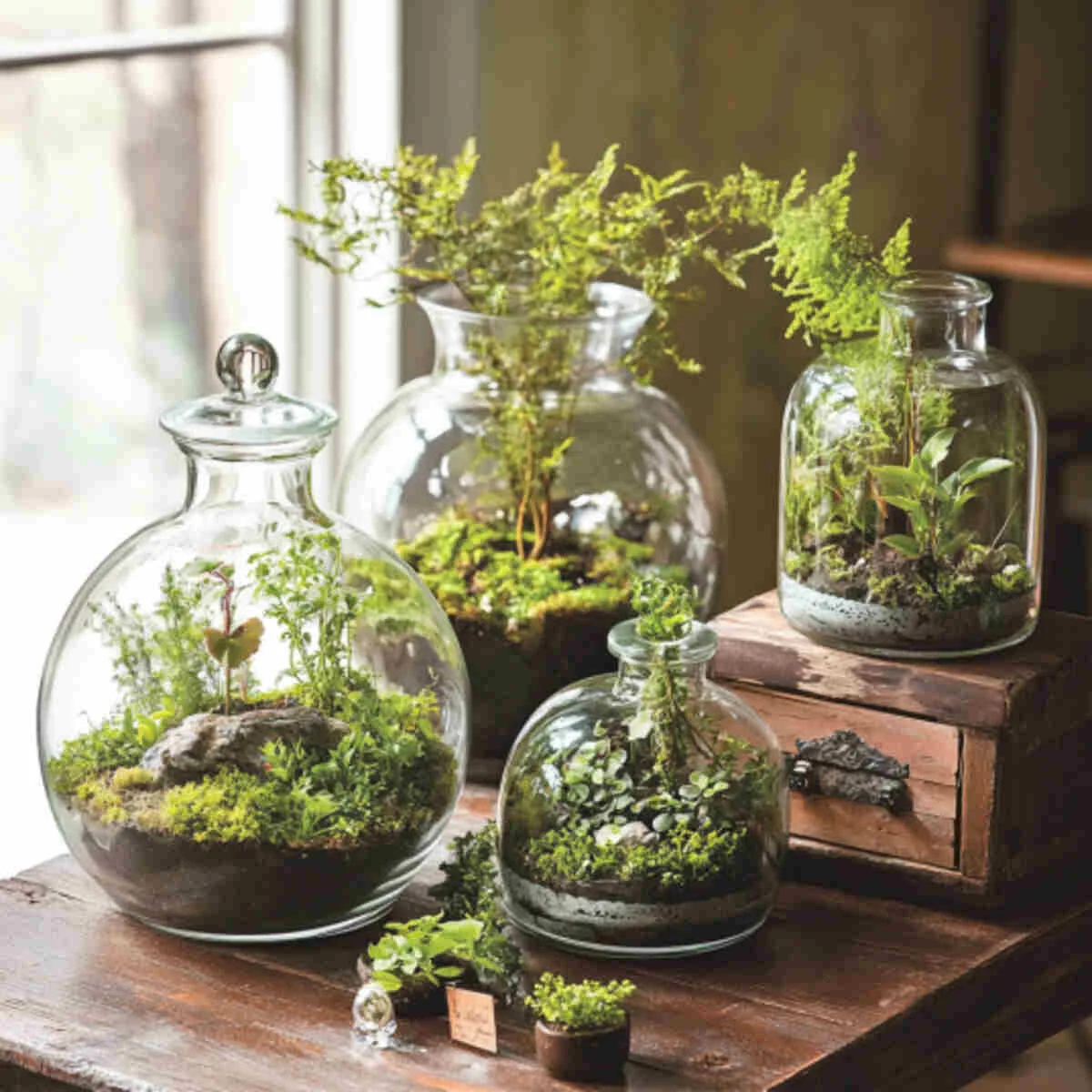 Collection of indoor terrariums