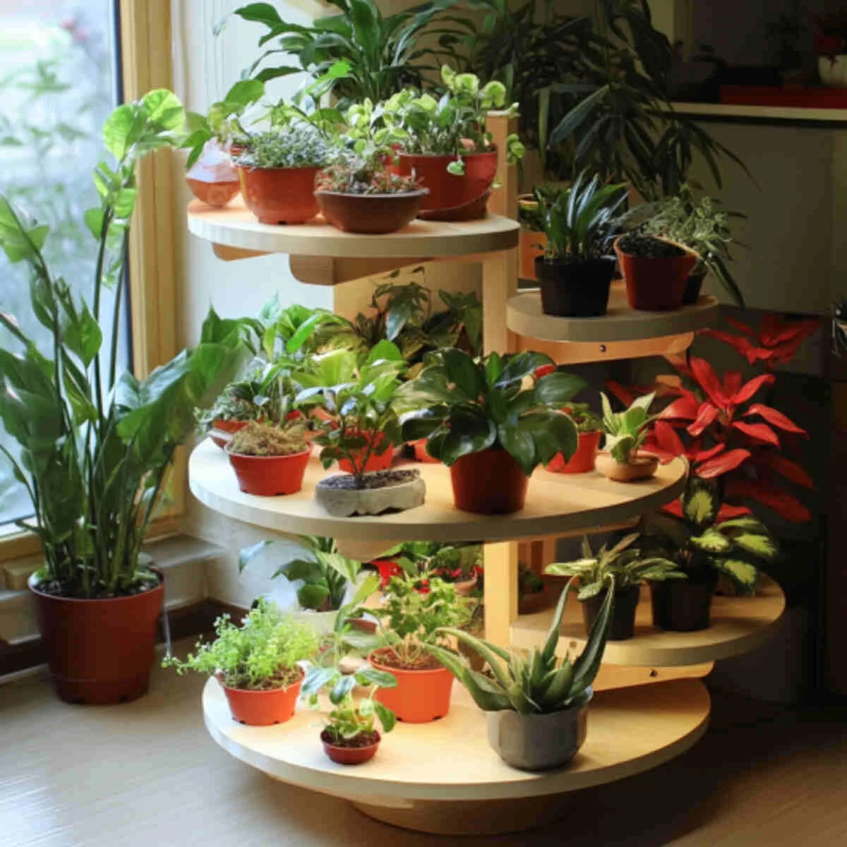 Rotating plant shelf