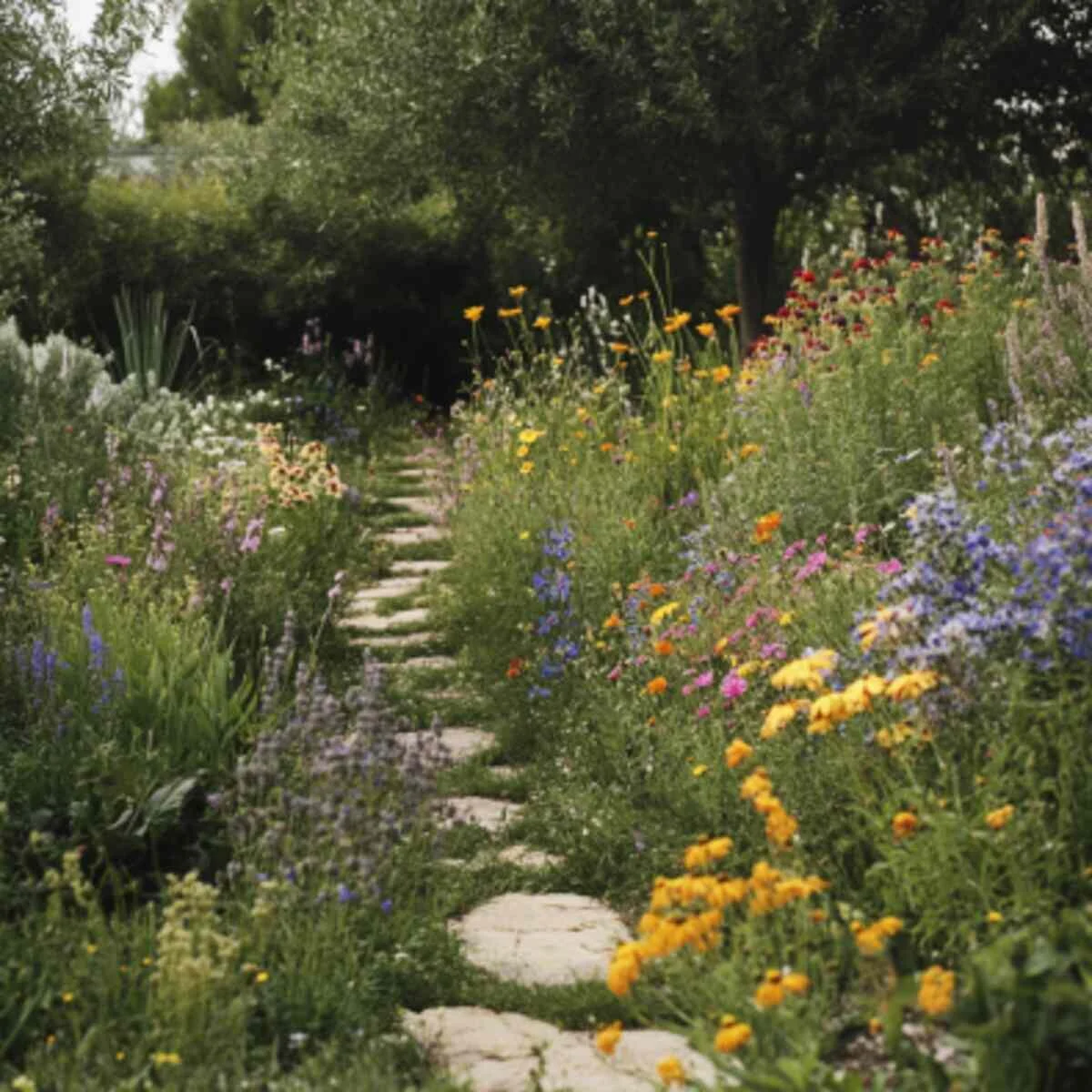 Wildflower Garden with Pathways