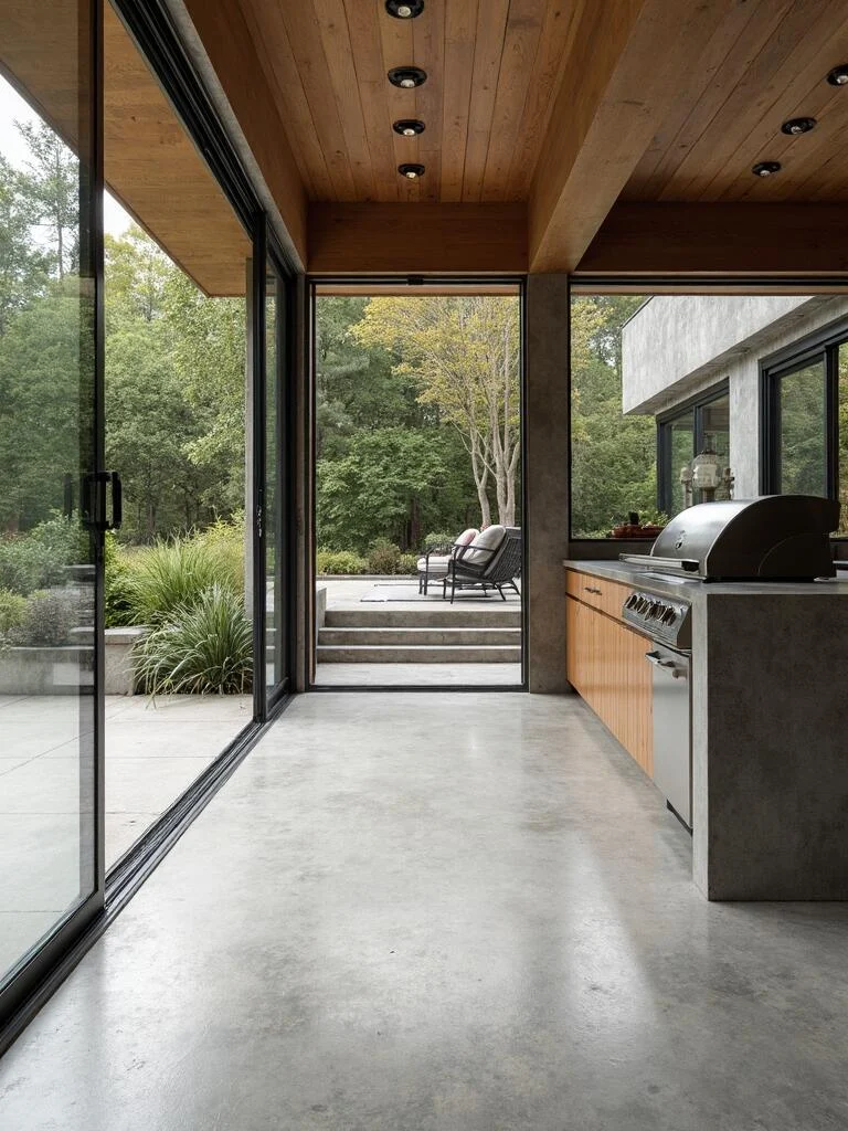 cohesive indoor outdoor concrete living experience