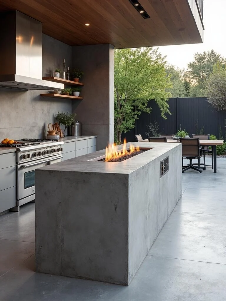 concrete kitchen island fiery focal point