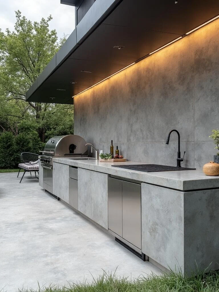 contemporary concrete backsplash textures