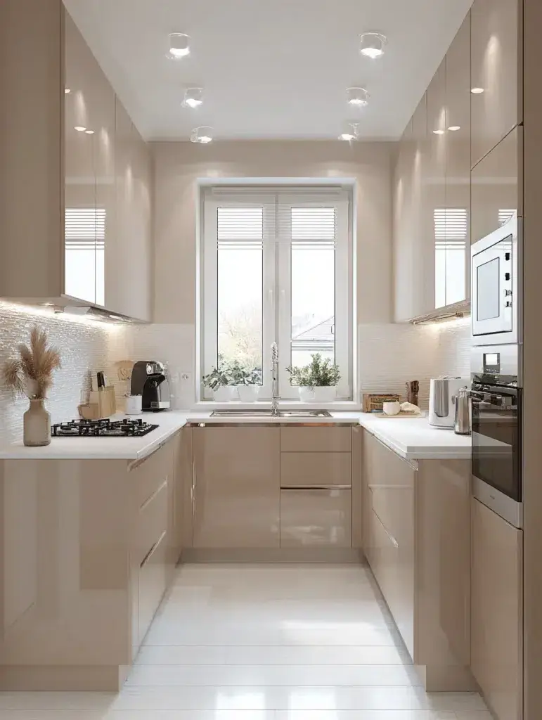 Beige Kitchen Cabinet Ideas: Beige Cabinets in a Small Kitchen