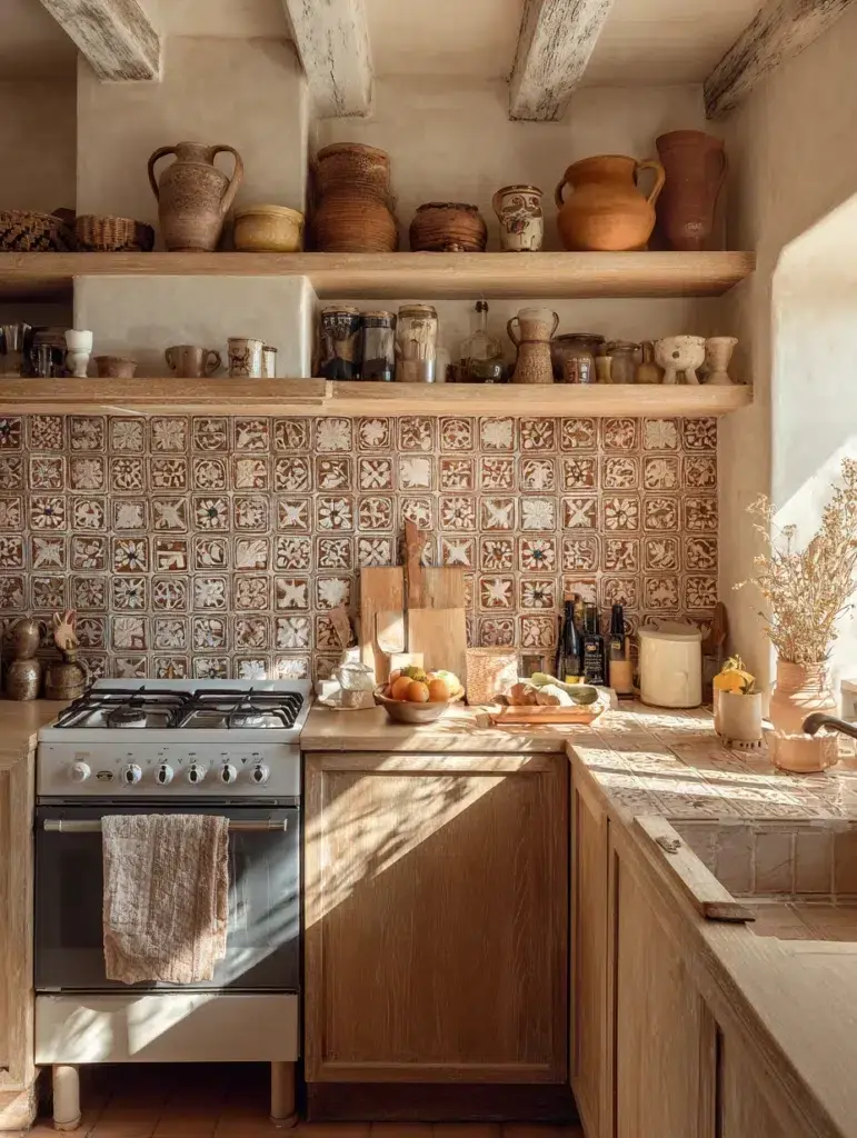 Small Boho Kitchen Ideas: Textured Backsplash on a Budget