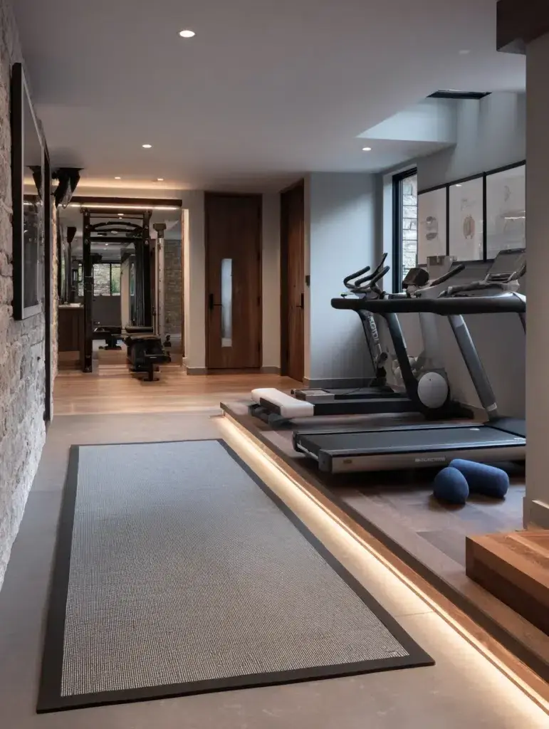 Home Gym Ideas: Designate a Stretching Mat Area Separate from Cardio